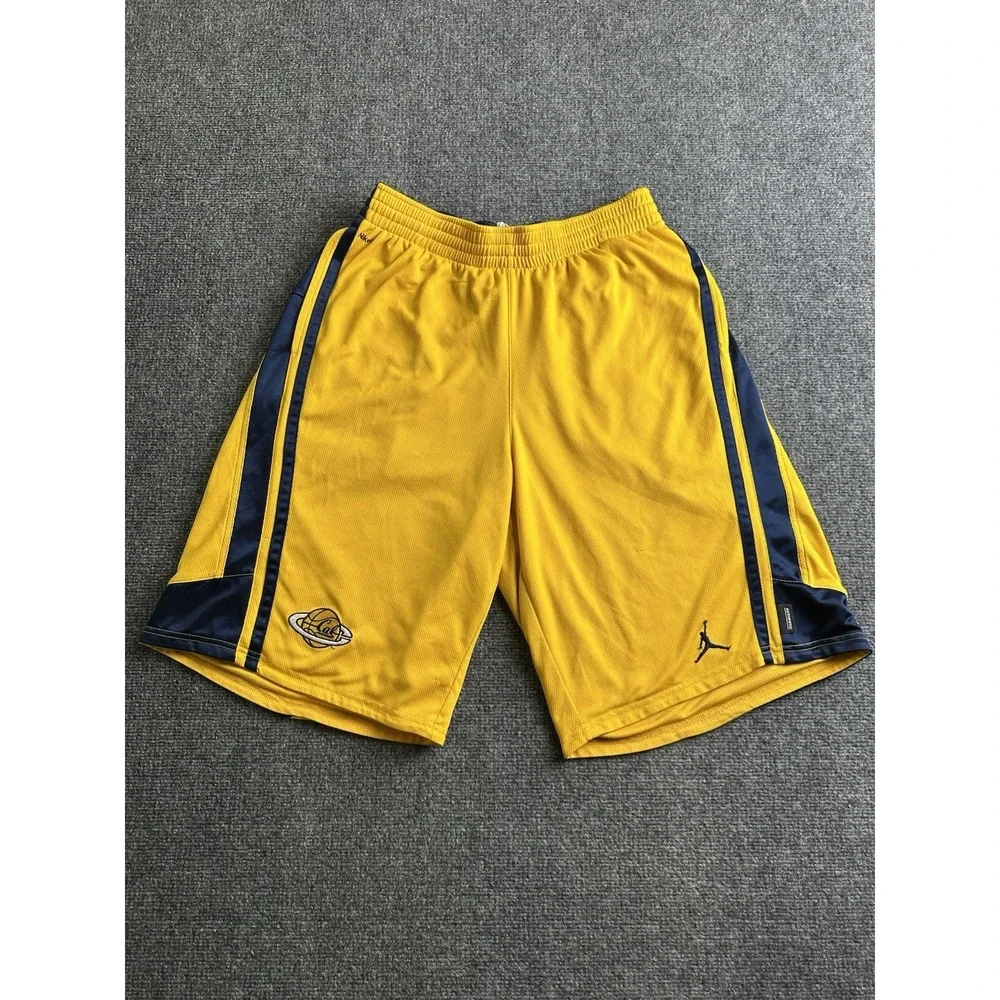 Mens Jordan Cal Golden Bears Basketball Mesh Shorts Yellow Blue, Size L
