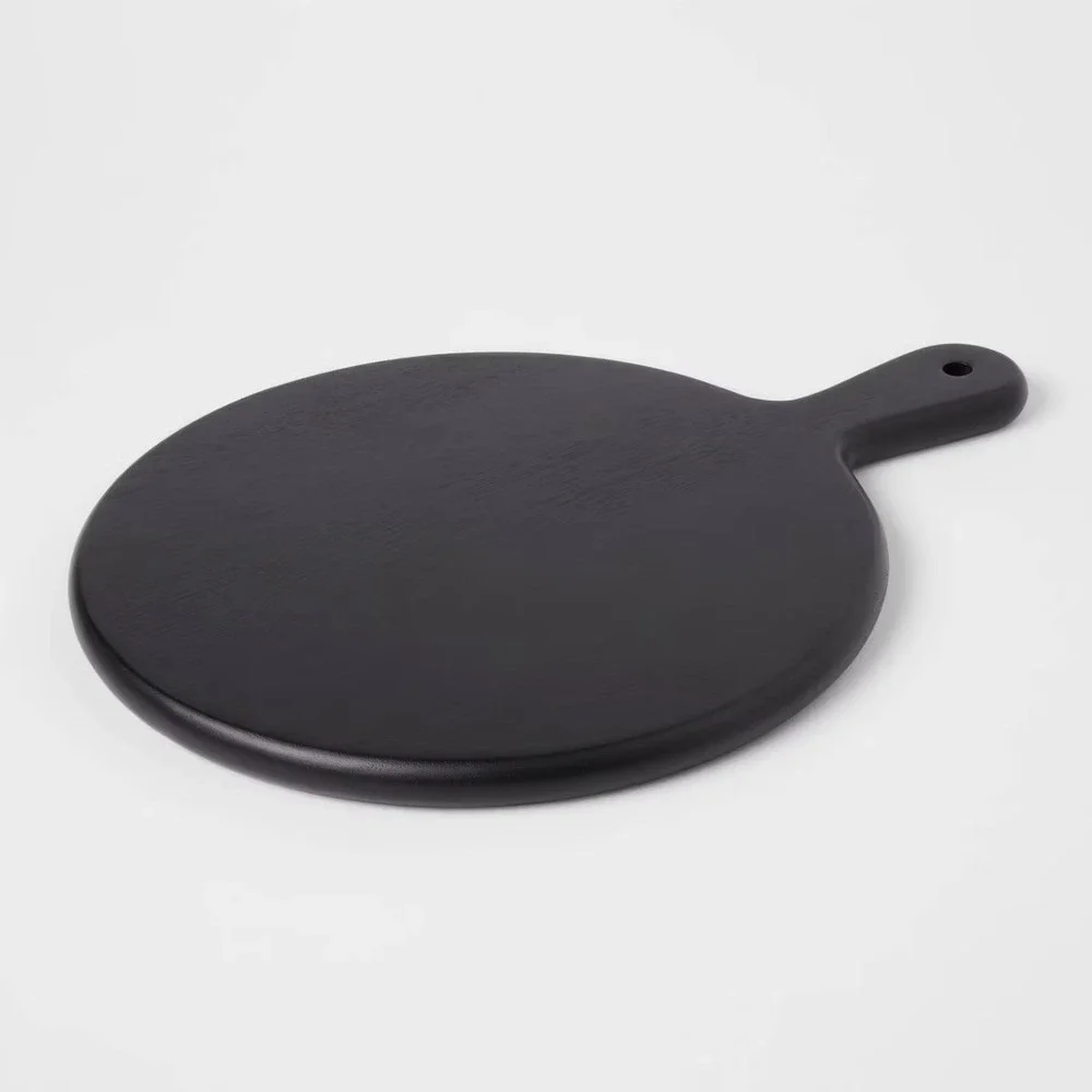 Threshold Eastport Acacia Serve Board Round Black Wood Serving Board 16‎ x12 NEW