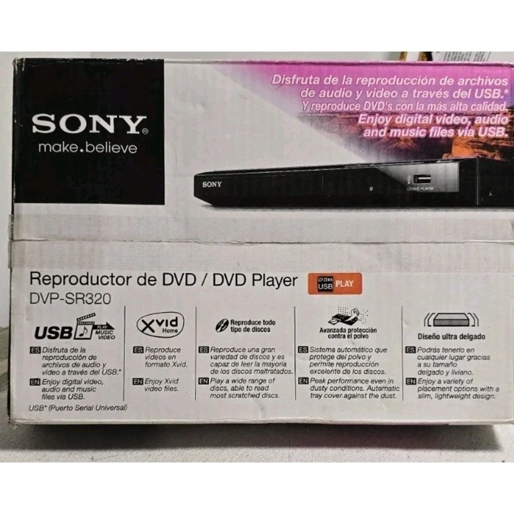 Sony DVD Player with Remote‎ REGION 4 DVP-SR320 USB NEW Australia Latin America
