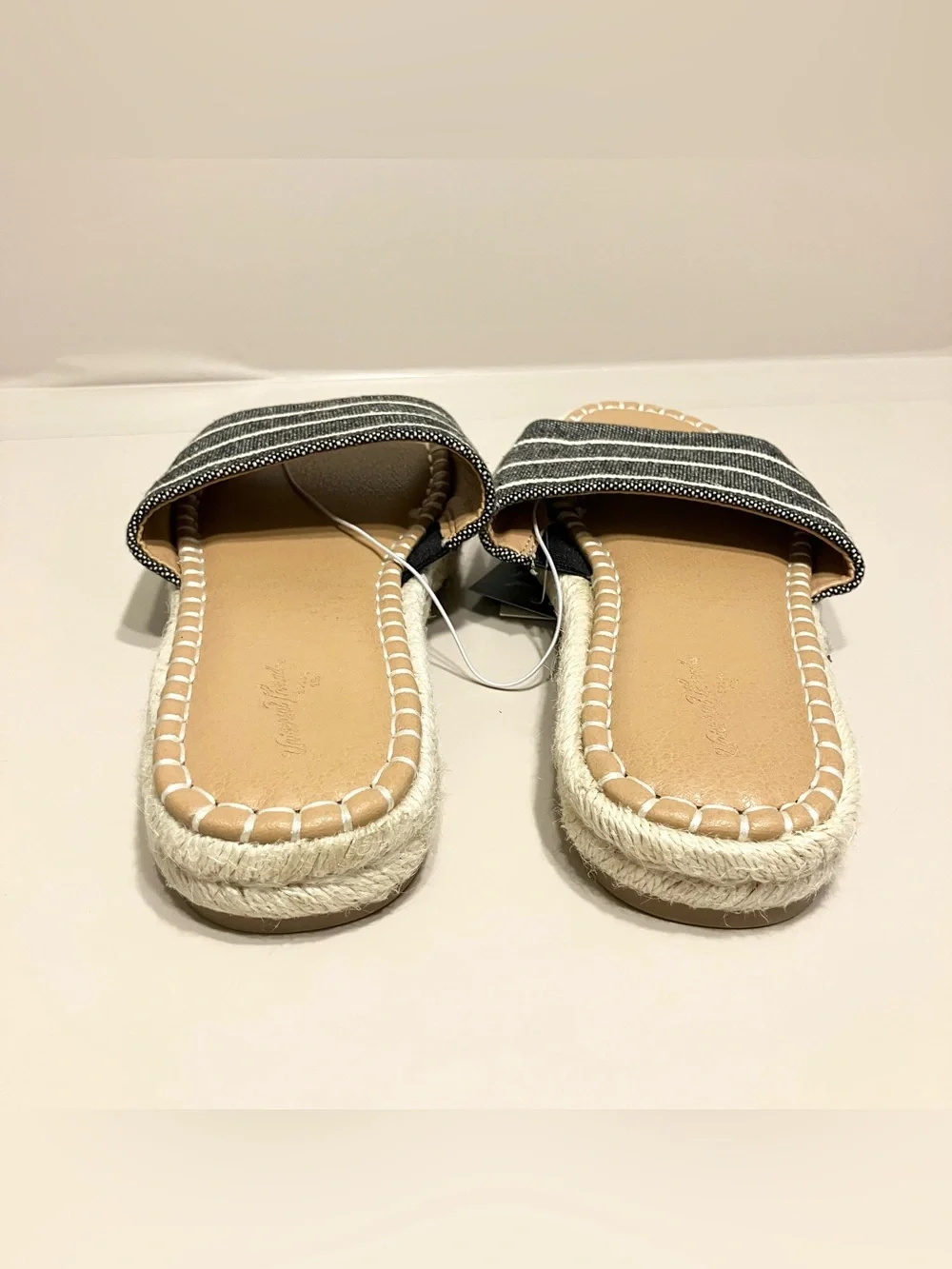 Universal Thread Womens Haddie Espadrille Slide Sandals black/white stripes Sz 7