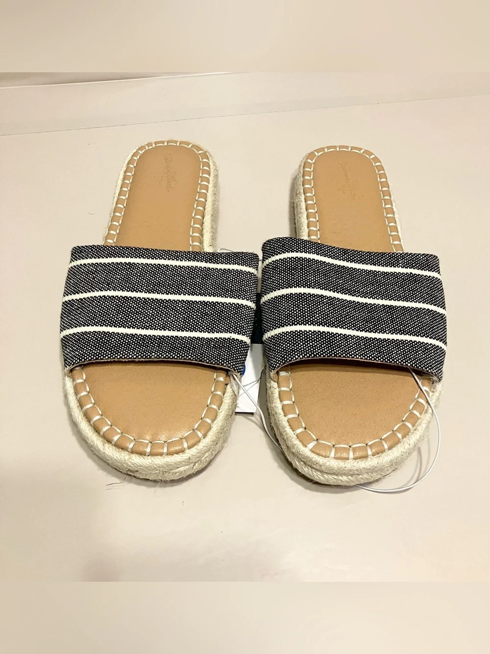 Universal Thread Womens Haddie Espadrille Slide Sandals black/white stripes Sz 7