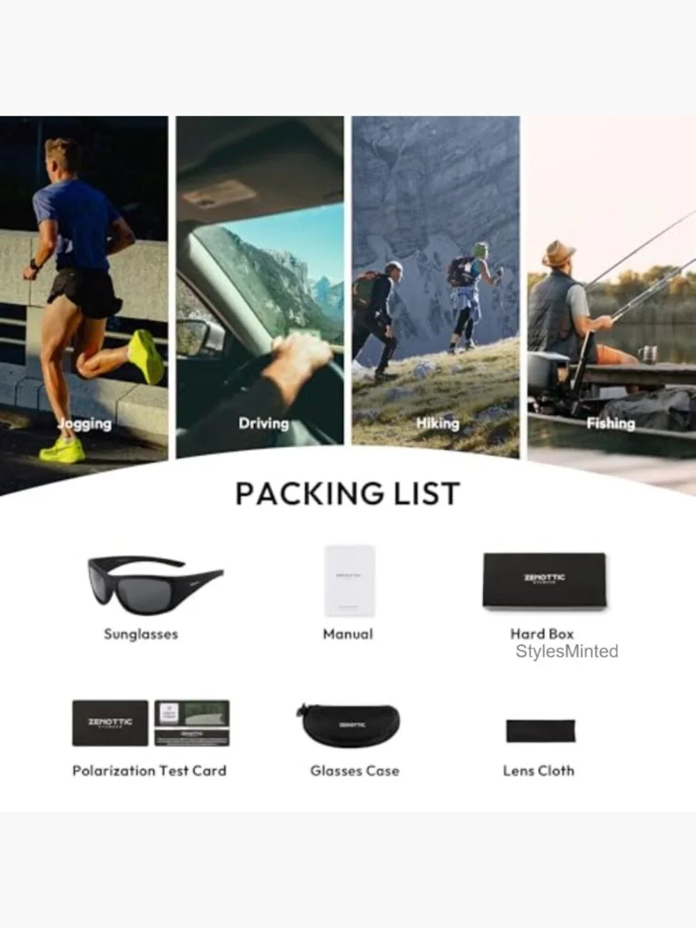 Sport Wrap Around Sunglasses UV400 Polarized Unisex Driving Fishing