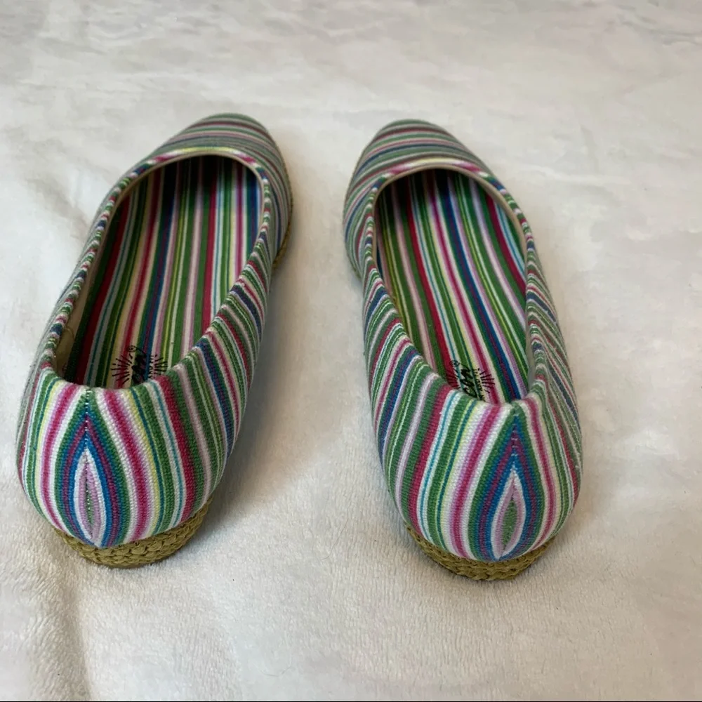 Beacon Multi Colorful Striped Espadrilles Wedges size 8.5 NARROW shoes