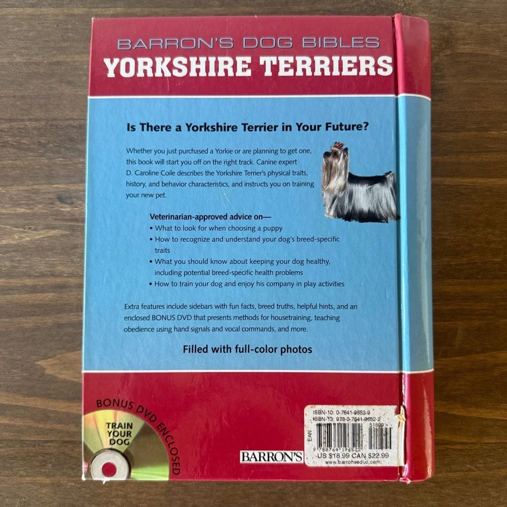 Barron's Dog Bibles Yorkshire Terriers Hardcover Book w/ Bonus Training DVD 2009