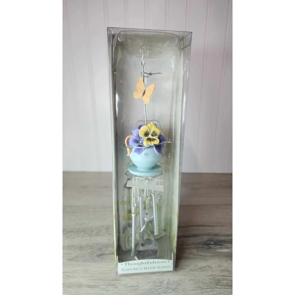 Floral Butterfly Wind Chime Initials MB‎ NIB
