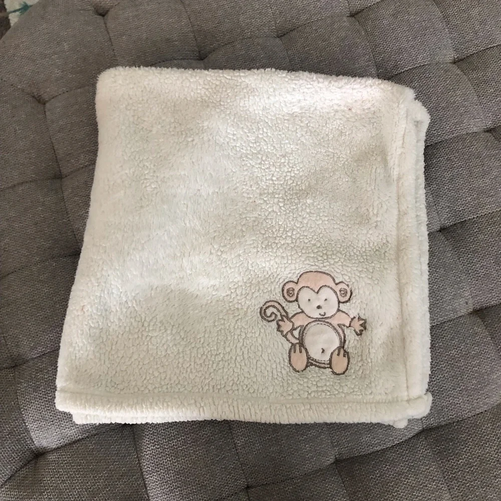 Fleece yellow monkey baby blanket
