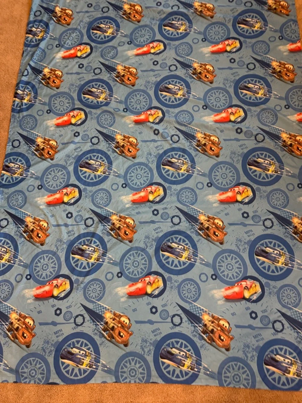 Disney Pixar Cars 2 Mater Lighting McQueen Twin Flat Sheet and One Pillowcase