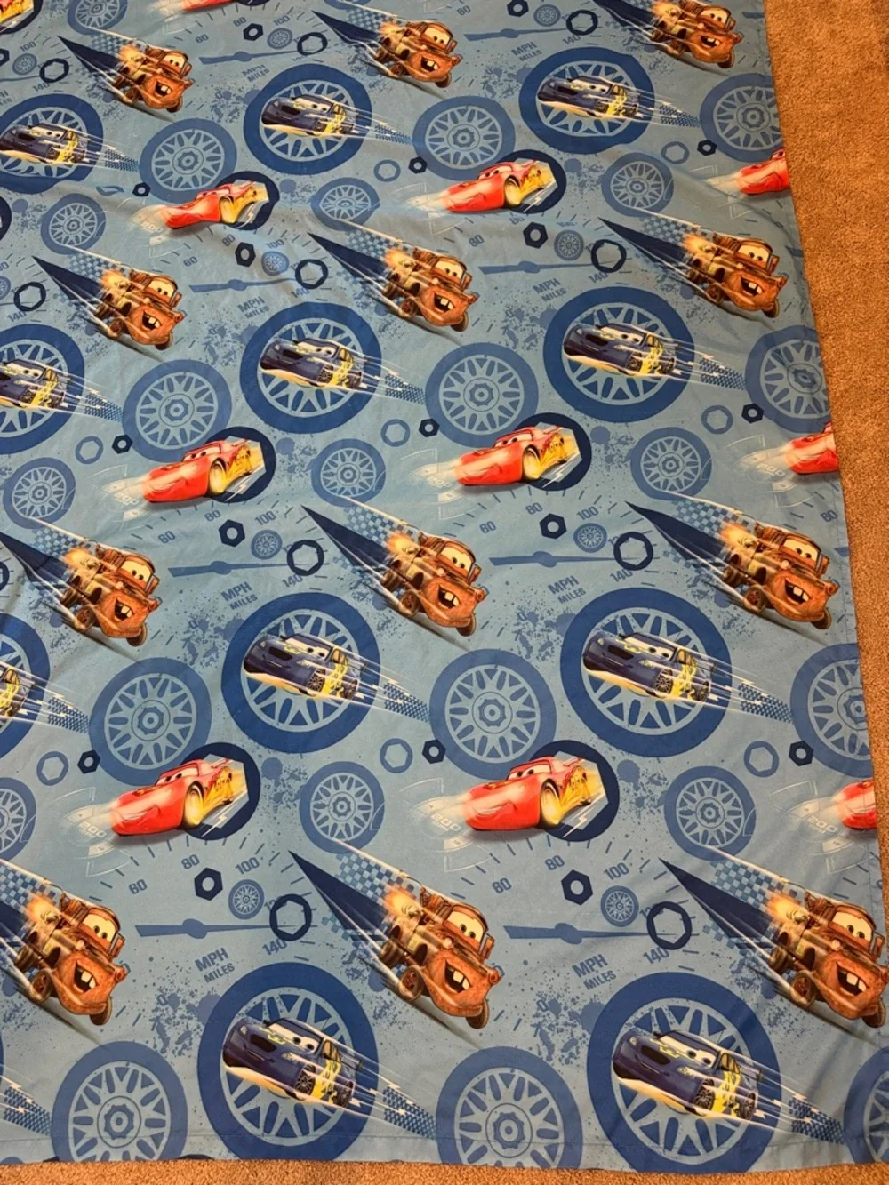 Disney Pixar Cars 2 Mater Lighting McQueen Twin Flat Sheet and One Pillowcase