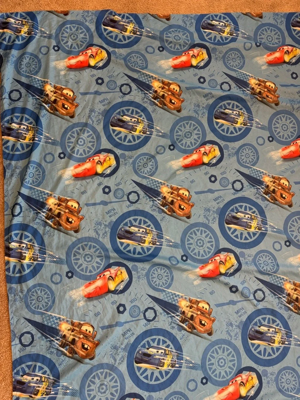 Disney Pixar Cars 2 Mater Lighting McQueen Twin Flat Sheet and One Pillowcase