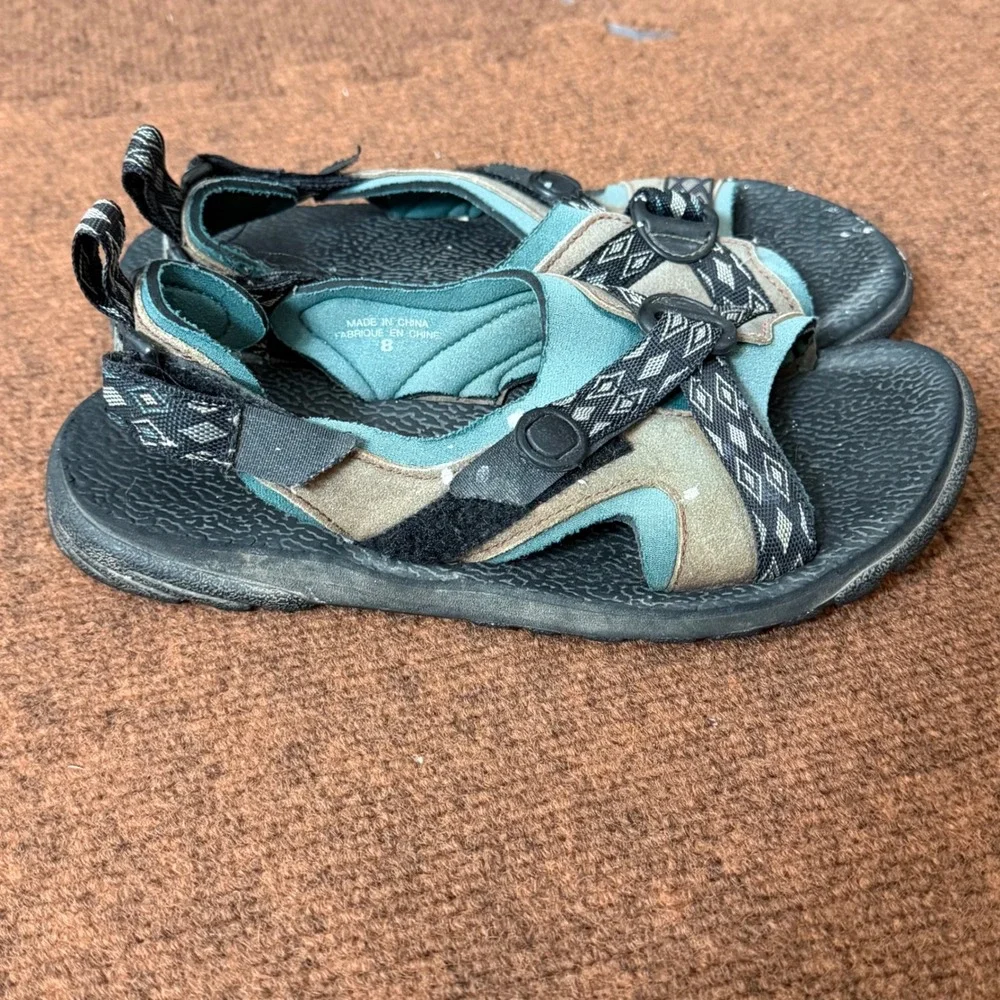 Nike ACG Vintage Sandals Mens 8 Teal Tan Black Strappy Hiking Water Shoes‎ 90s