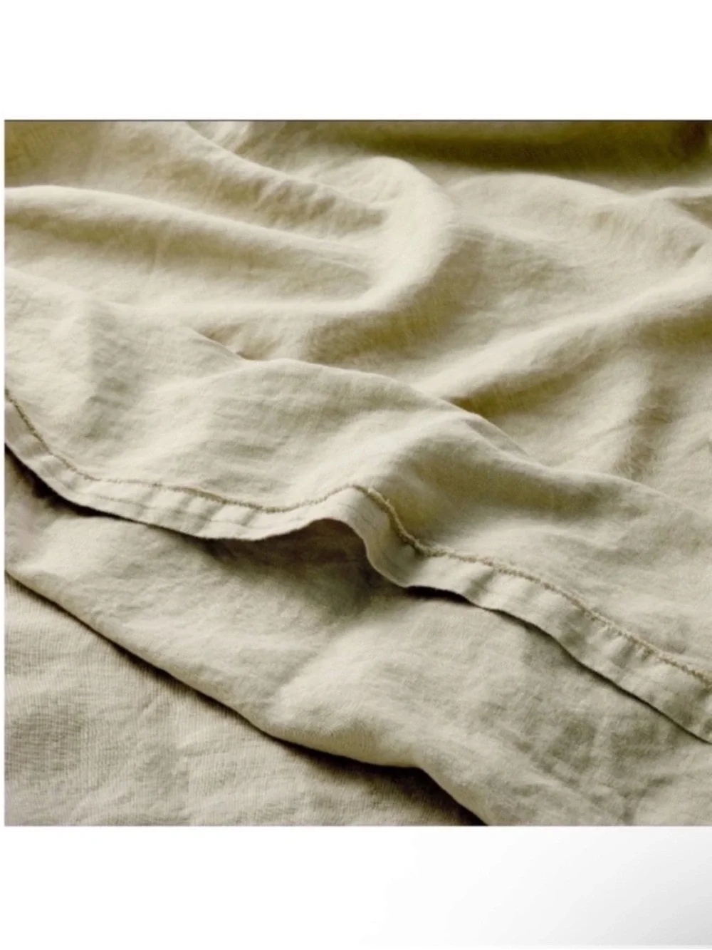 NWT Queen 100% Linen Sheet Set Light Olive Green - Casaluna