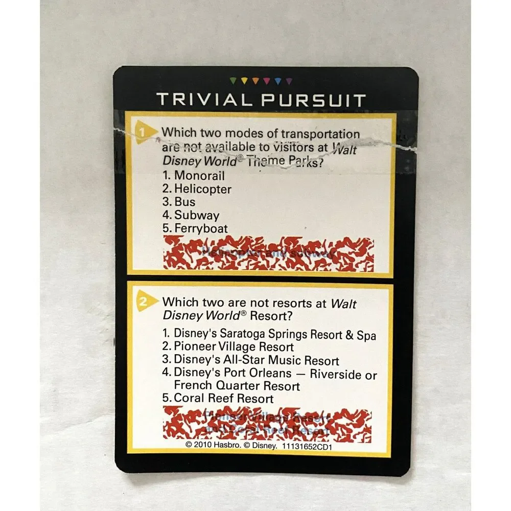Trivial Pursuit Disney for All Edition Board Game (one damaged card)