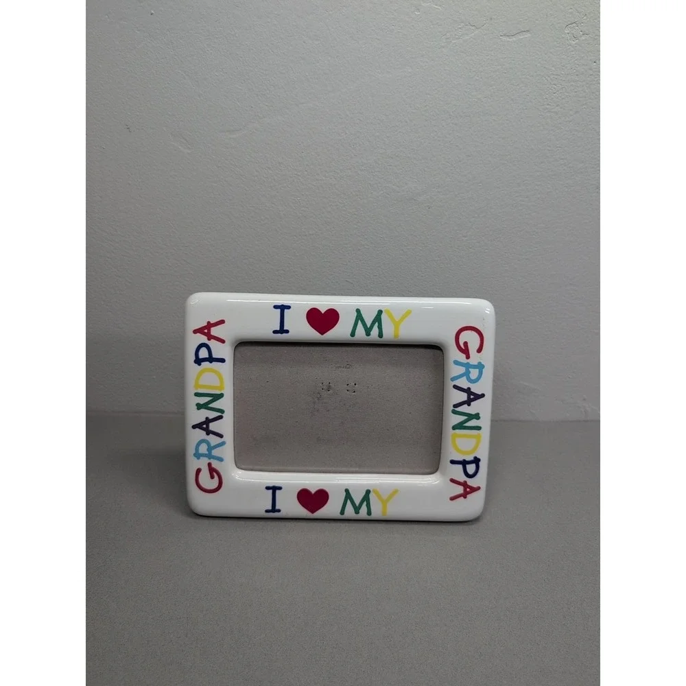 Vintage 'I Love My Grandpa' Photo Frame Crayon Art Style Father's Day Gifts