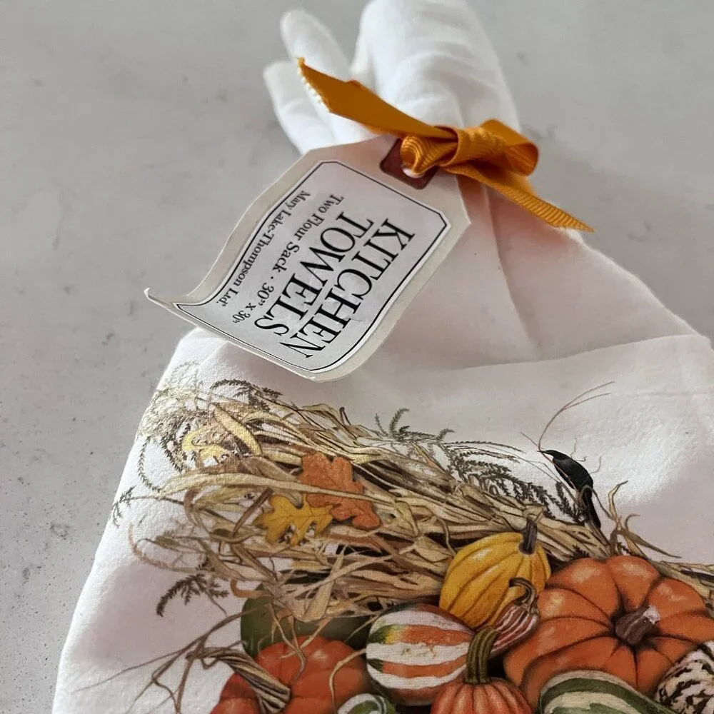 NEW 2 Kitchen Tea‎ Dish Towels “gather” thanksgiving towel 100% Cotton