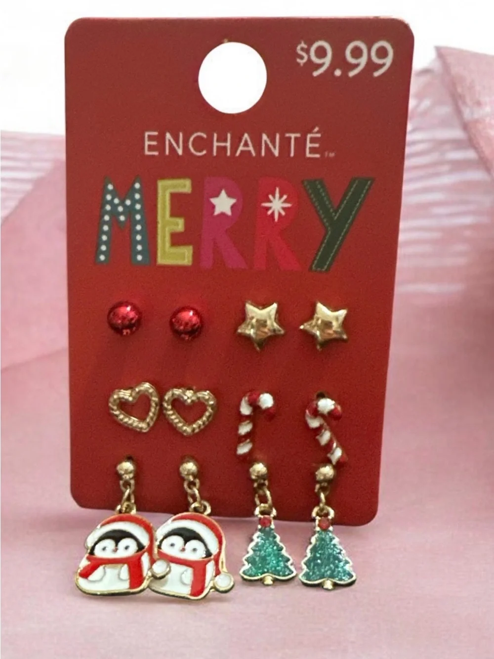 ENCHANTE Kids Red & Gold Holiday Earring Set 1873