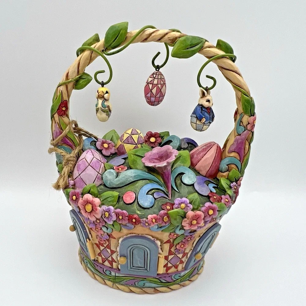 Jim Shore Heartwood Creek Be Open to Miracles Easter Basket with Ornaments