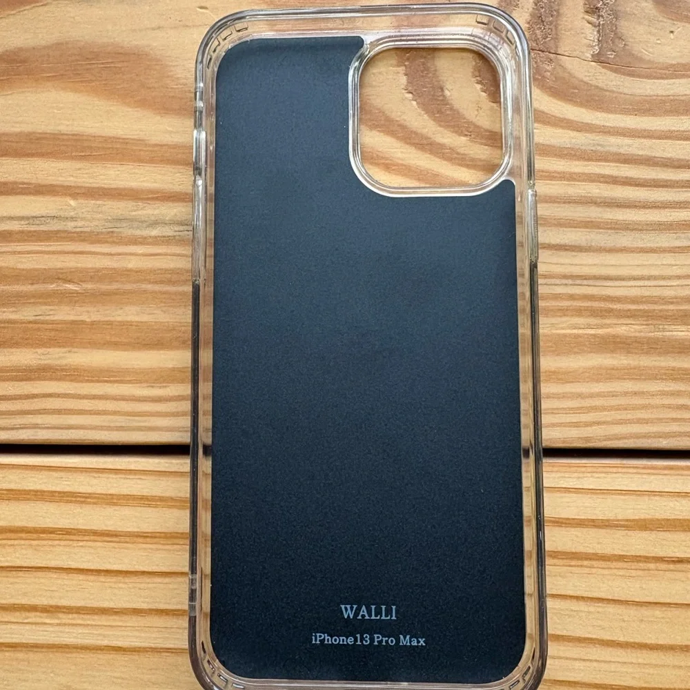 Walli Cases- Black Floral Phone Case with Card Loop (iPhone 13 Pro Max)