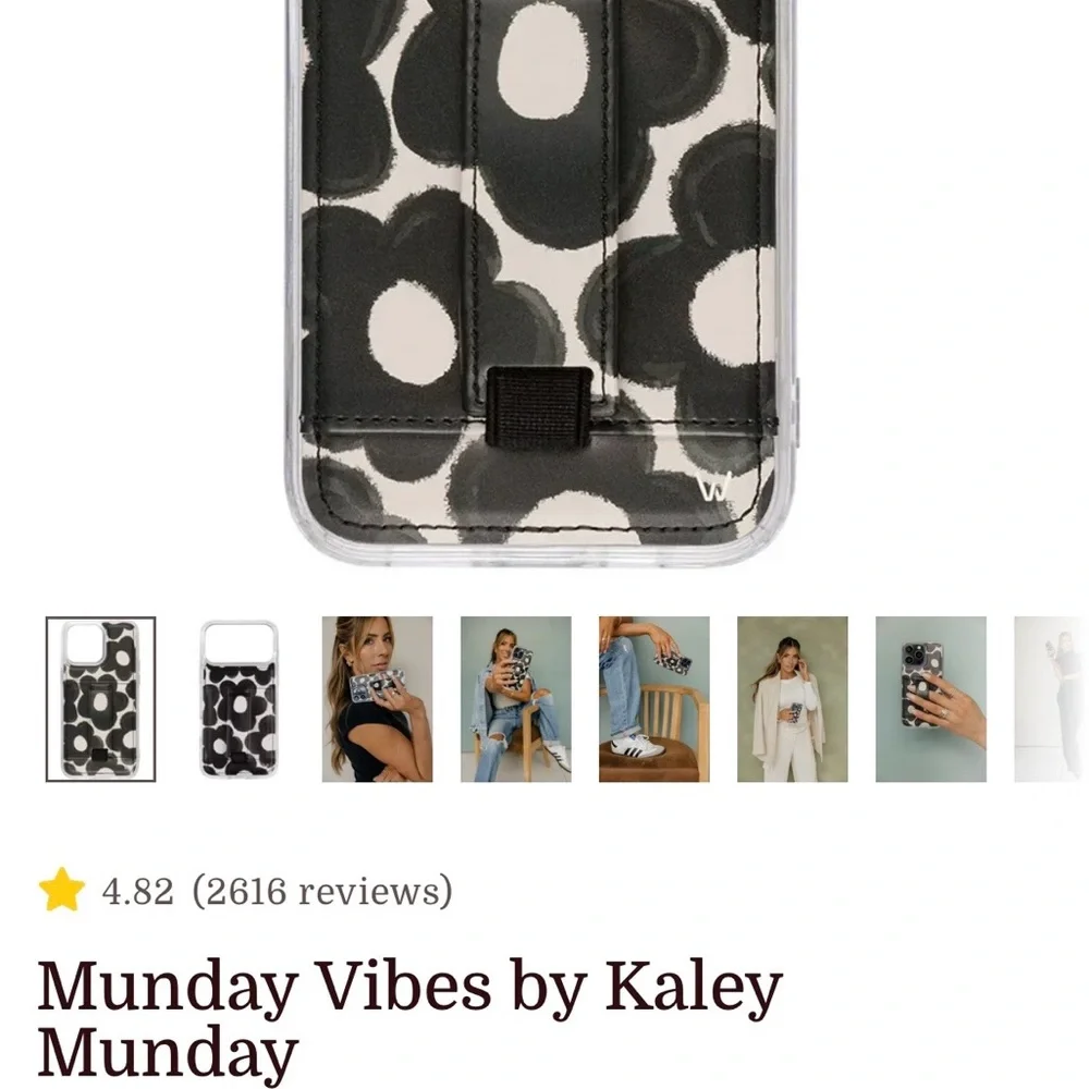 Walli Cases- Black Floral Phone Case with Card Loop (iPhone 13 Pro Max)