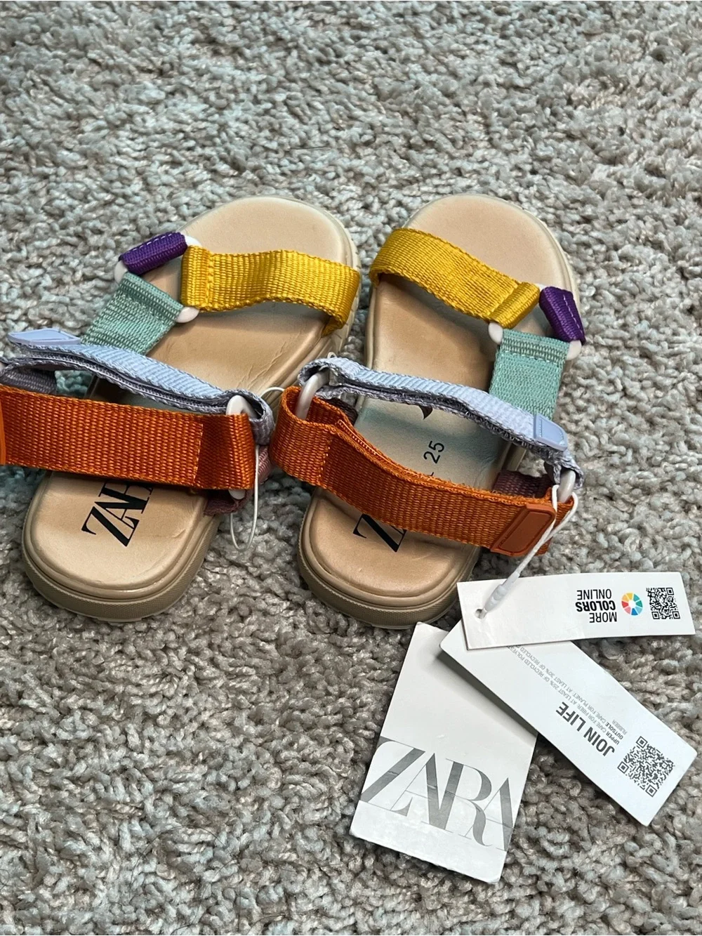 Zara Kids Color Block Sport Sandals NWT Size 9 Toddler