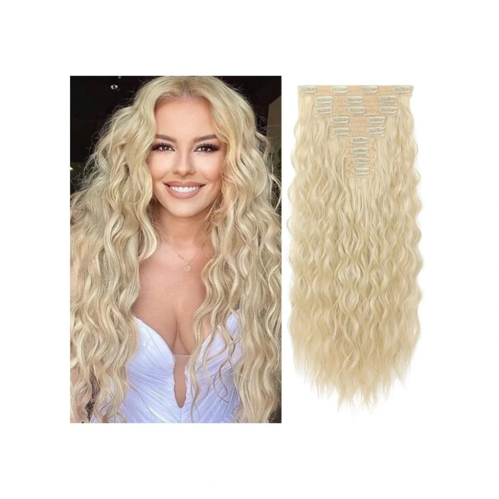 Natural Blonde Clip in Hair Extensions 24