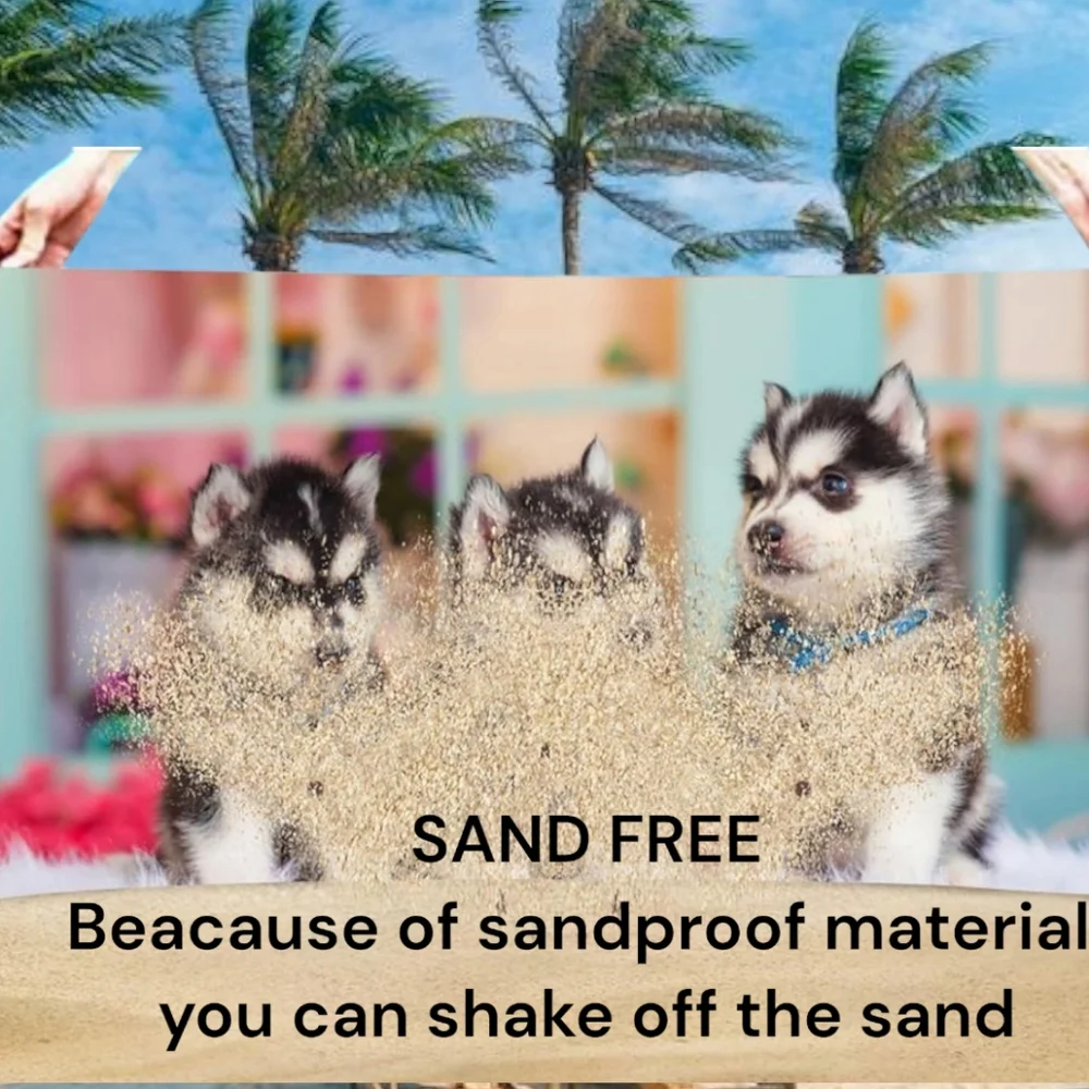 👣4/$20. Adorable Husky Puppies Trio Beach Pool Towel 55