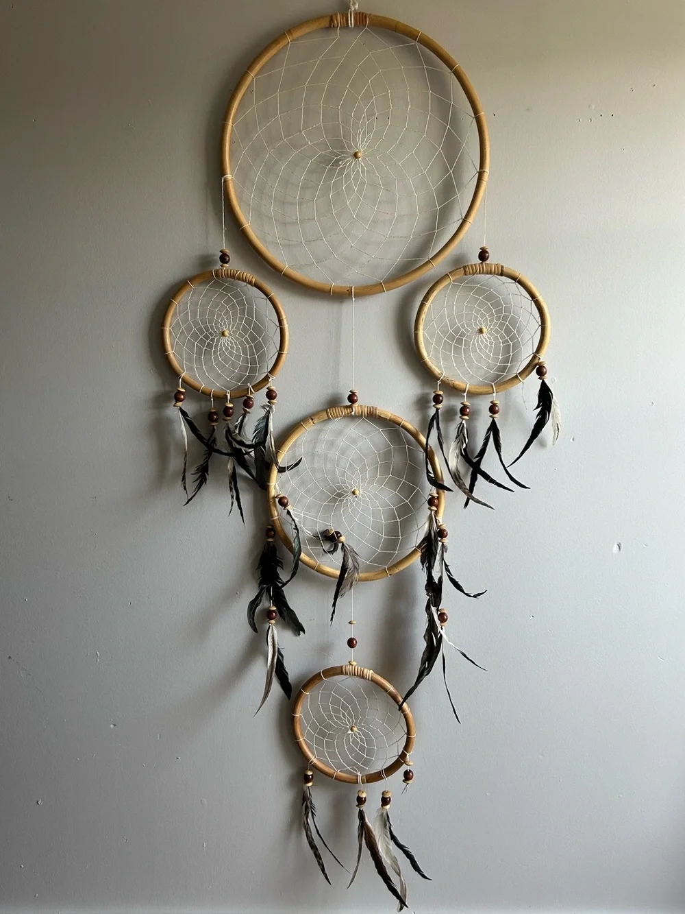 Boho White and Tan Dreamcatcher Wall Tapestry