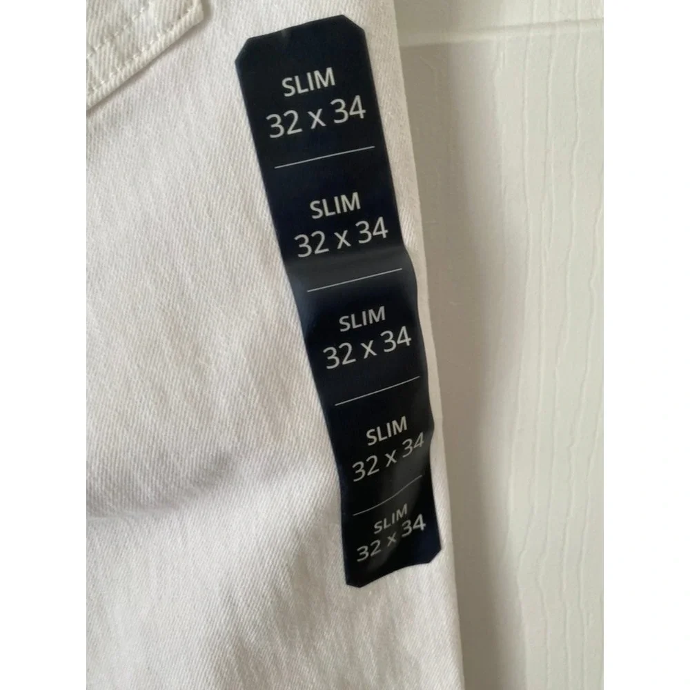 J. Crew Factory Slim Fit Flex White Denim Jeans Mens 32 x 34‎ AY186 Coastal Prep