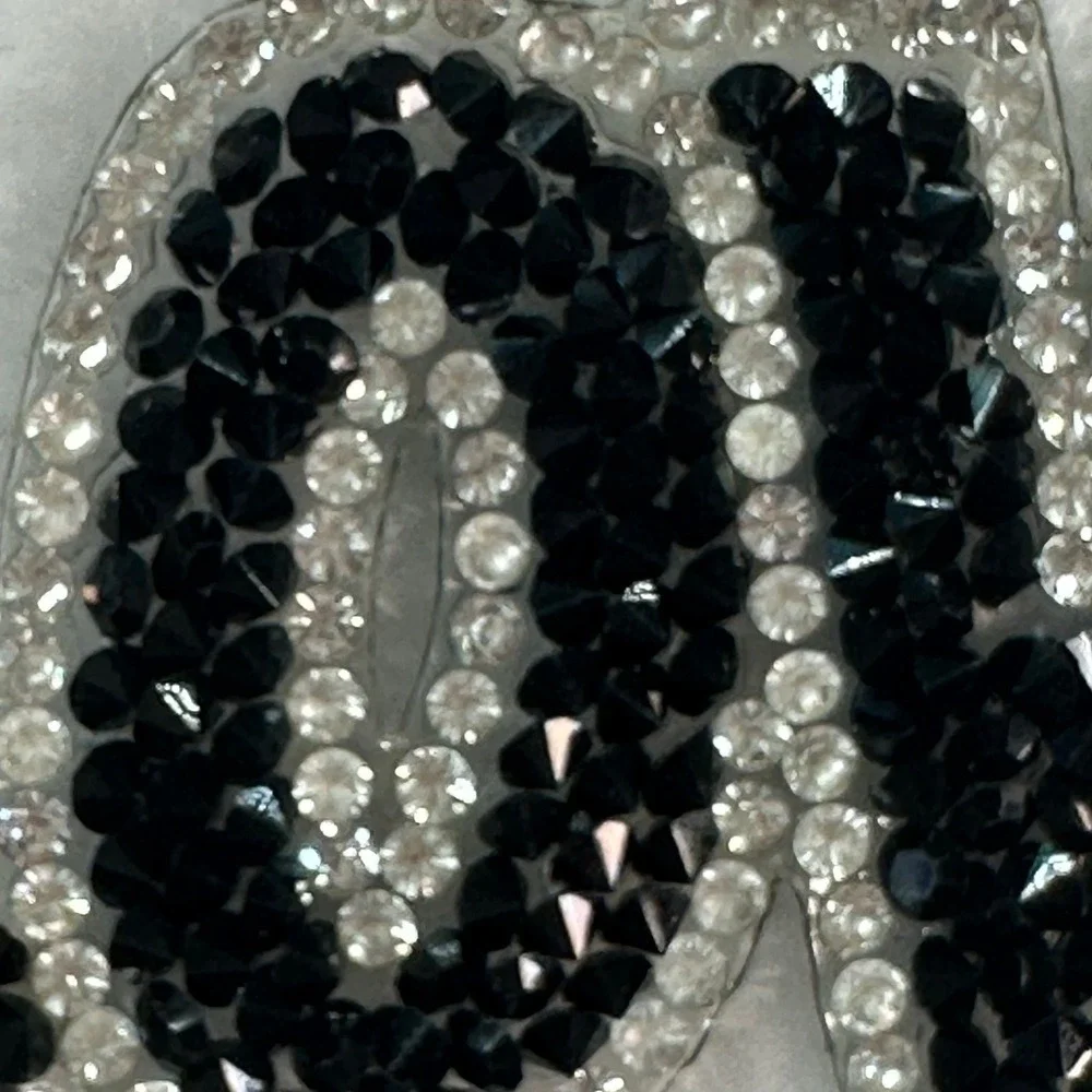Rhinestone LOVE Patch OS Black Clear Crystal Iron On Applique DIY