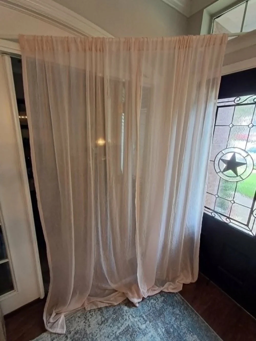 Light Pink Crinkle Curtains 2 Panels Rod Pocket 50x98