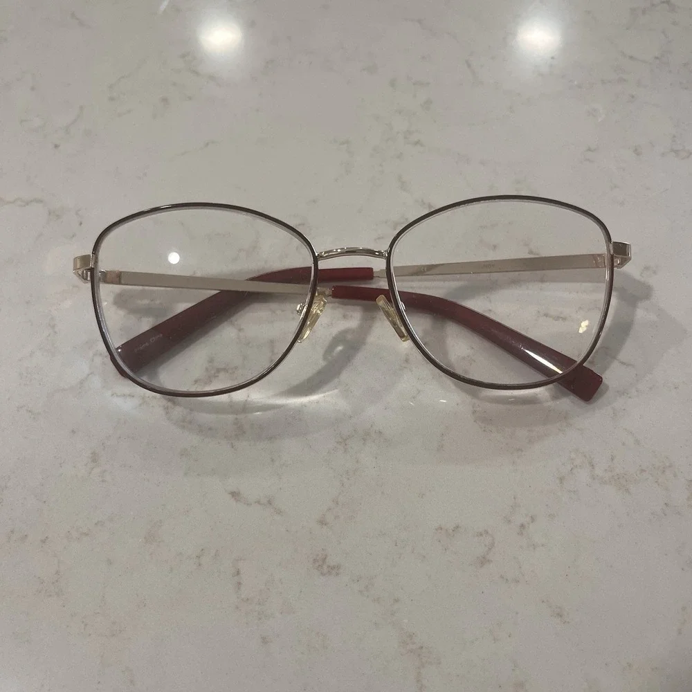 Oxford Lane Queensbury Eyeglass Frame Only Aviator Gold Color Burgundy 54 17 135