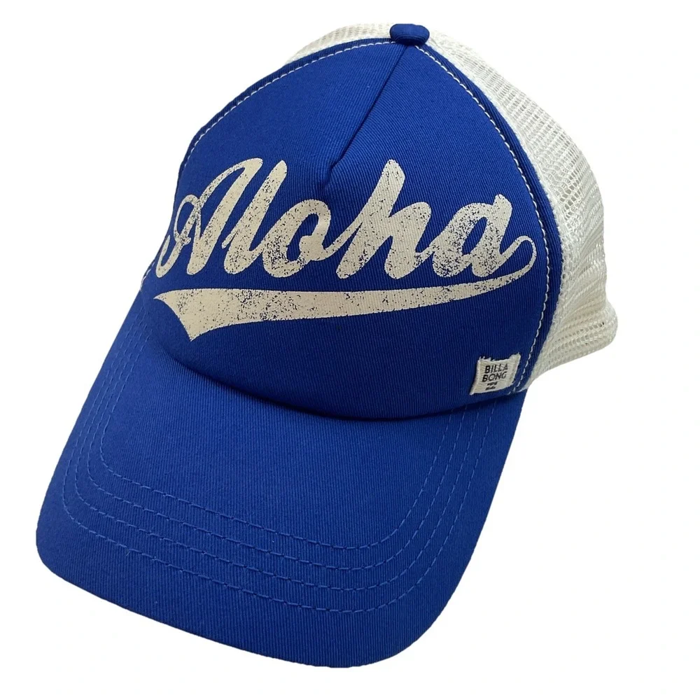Billabong Aloha Hat Trucker Cap Blue White Hawaii Adjustable