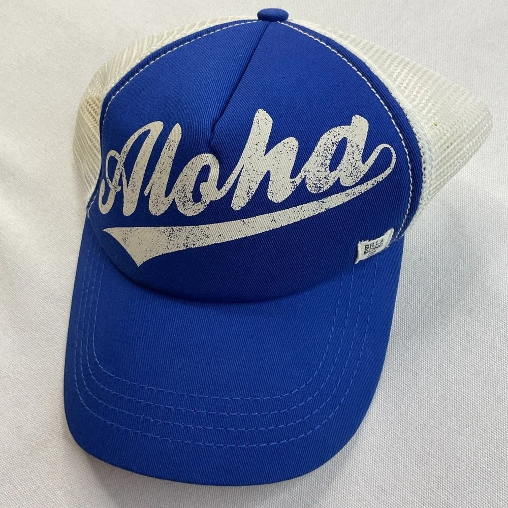Billabong Aloha Hat Trucker Cap Blue White Hawaii Adjustable