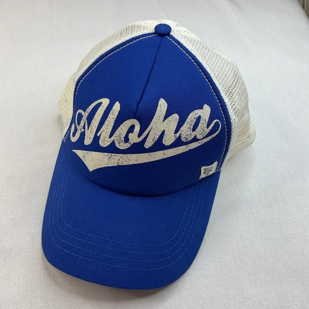 Billabong Aloha Hat Trucker Cap Blue White Hawaii Adjustable