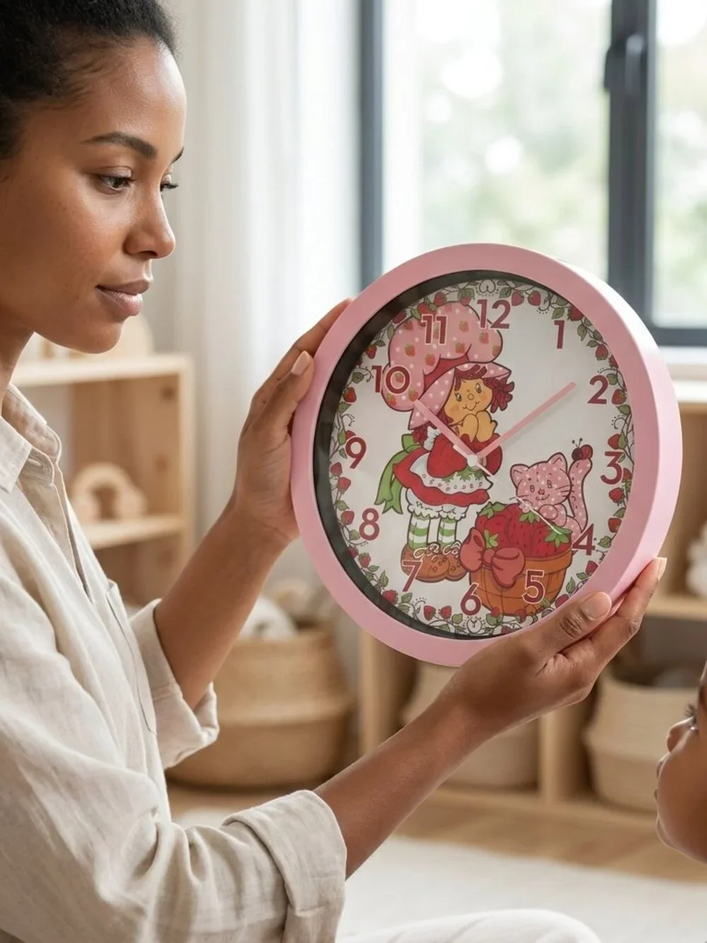Pink Strawberry Shortcake Wall Clock Kids Room Decor