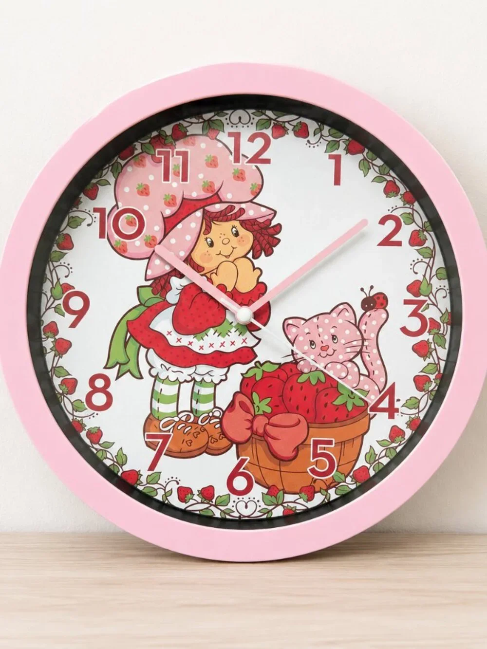Pink Strawberry Shortcake Wall Clock Kids Room Decor