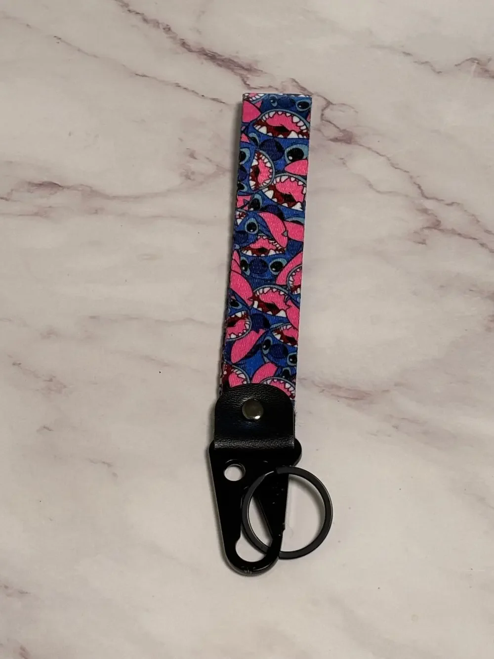 Lilo And Stitch Wrist Strap Metal Clip Key Chain Keychain Strap Pink Blue