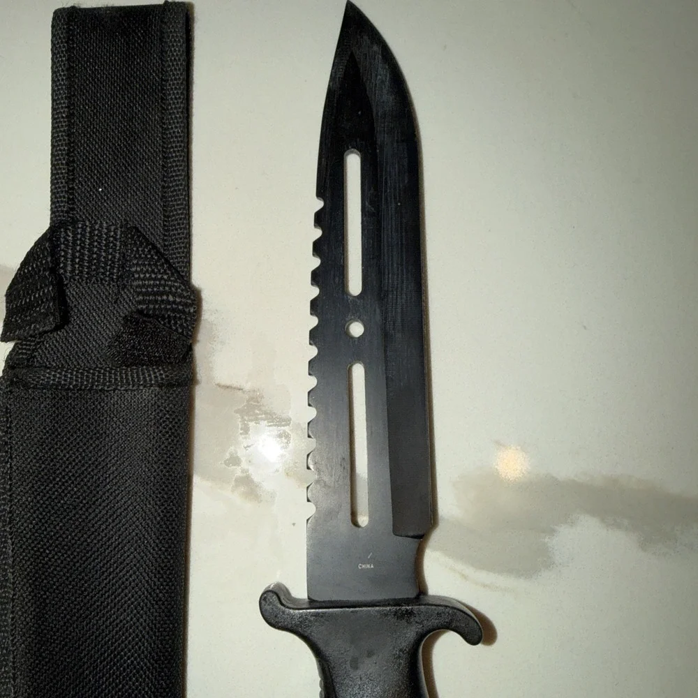 Frost Cutlery Tactical Survival Knife Fixed Blade Sheath Serrated Gut Hook 12