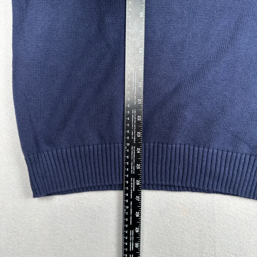 Kenneth Cole Reaction Mens XL Navy Blue Grey Stripe 1/4 Zip Cotton Sweater