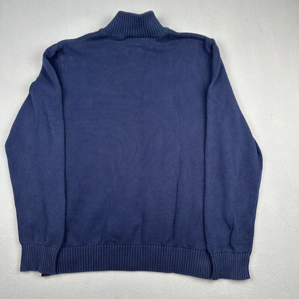 Kenneth Cole Reaction Mens XL Navy Blue Grey Stripe 1/4 Zip Cotton Sweater