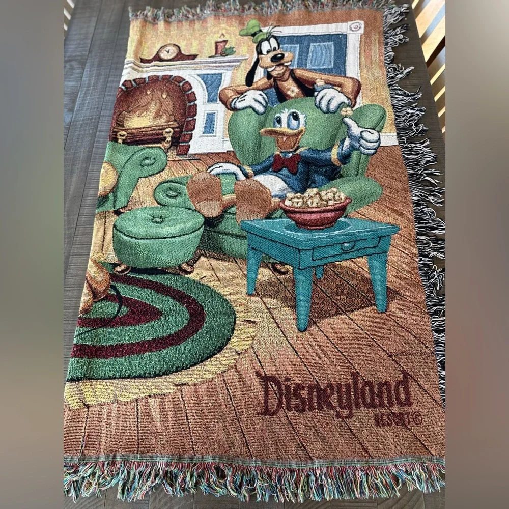 Disneyland Parks Mickey Mouse and Friends Woven Vintage Tapestry Throw Blanket