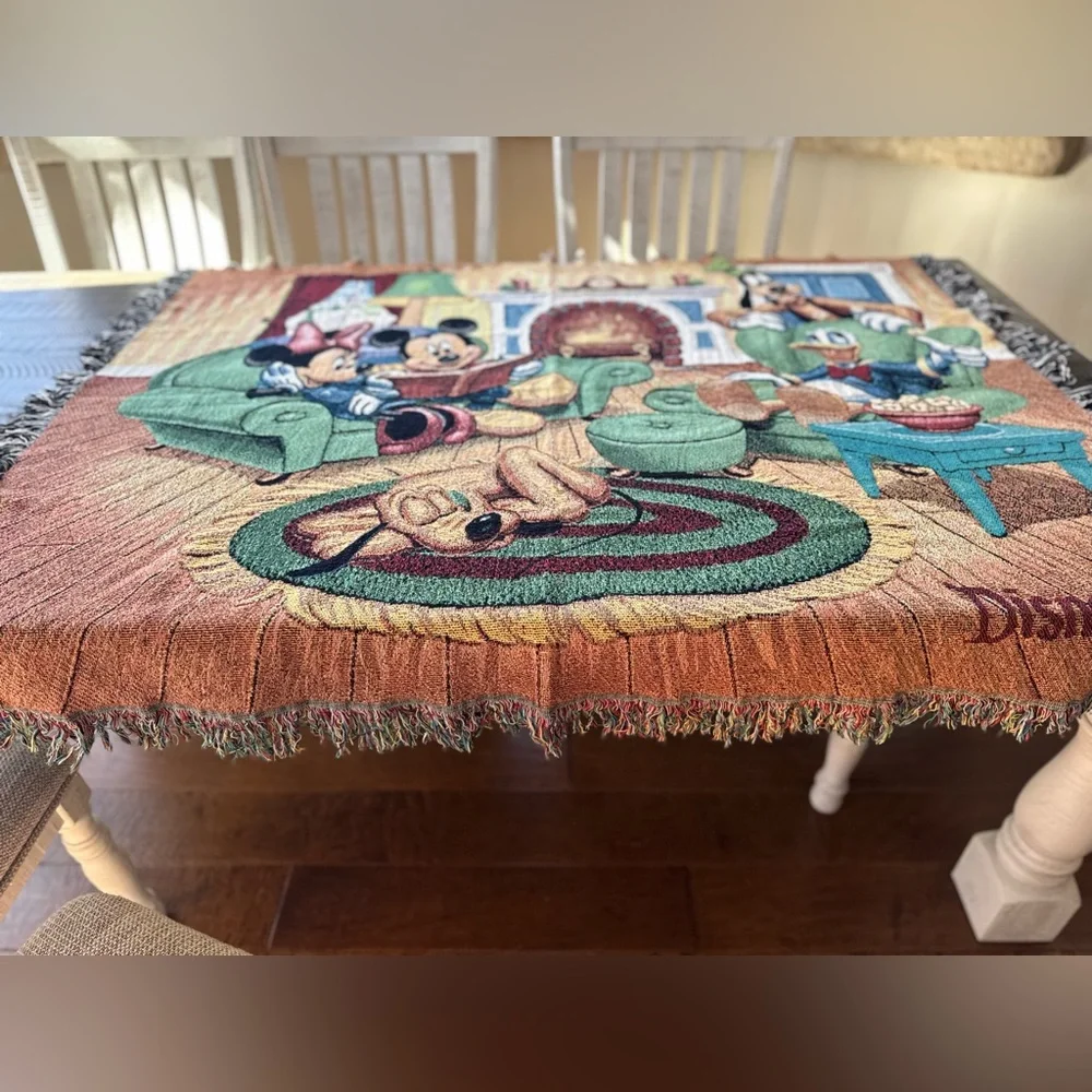 Disneyland Parks Mickey Mouse and Friends Woven Vintage Tapestry Throw Blanket