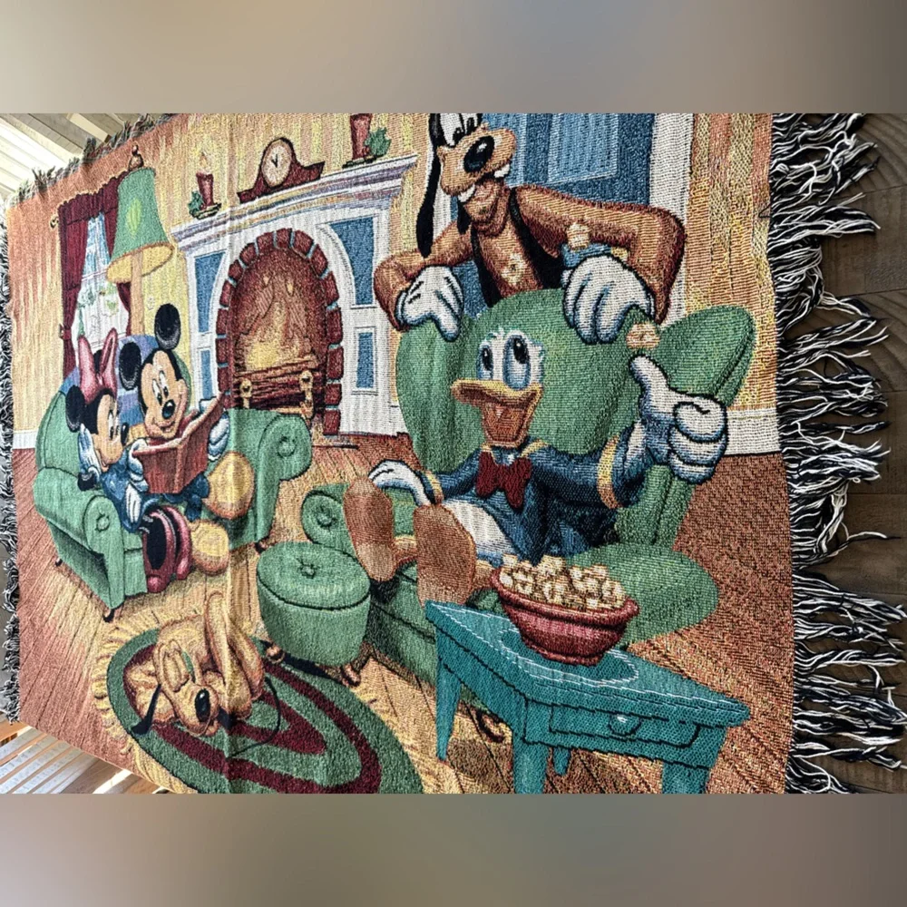 Disneyland Parks Mickey Mouse and Friends Woven Vintage Tapestry Throw Blanket