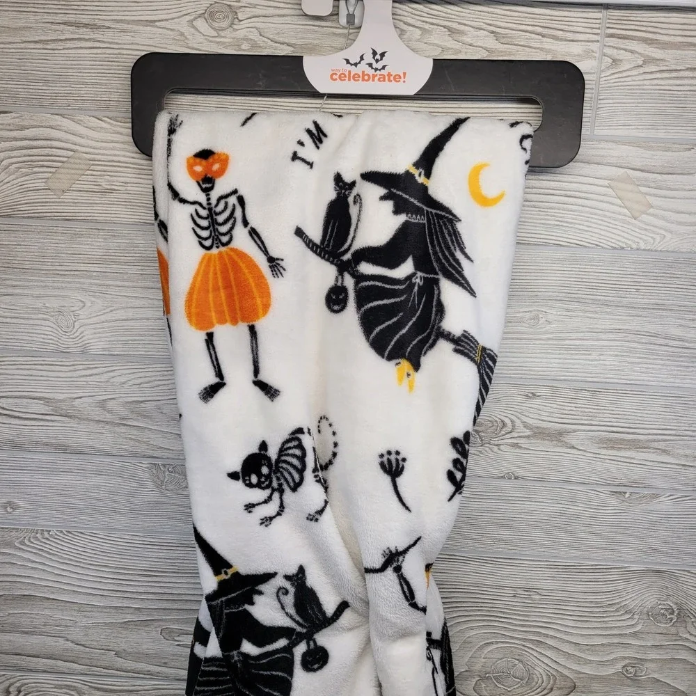 Halloween Skeleton Witch Cat‎ Pumpkin Throw Blanket Soft Fleece 50x60 Celebrate