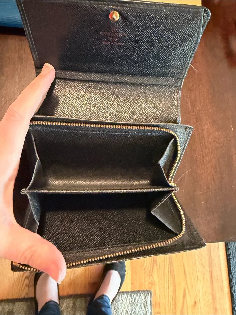 Authentic Louis Vuitton Black Epi Leather Clutch Wallet