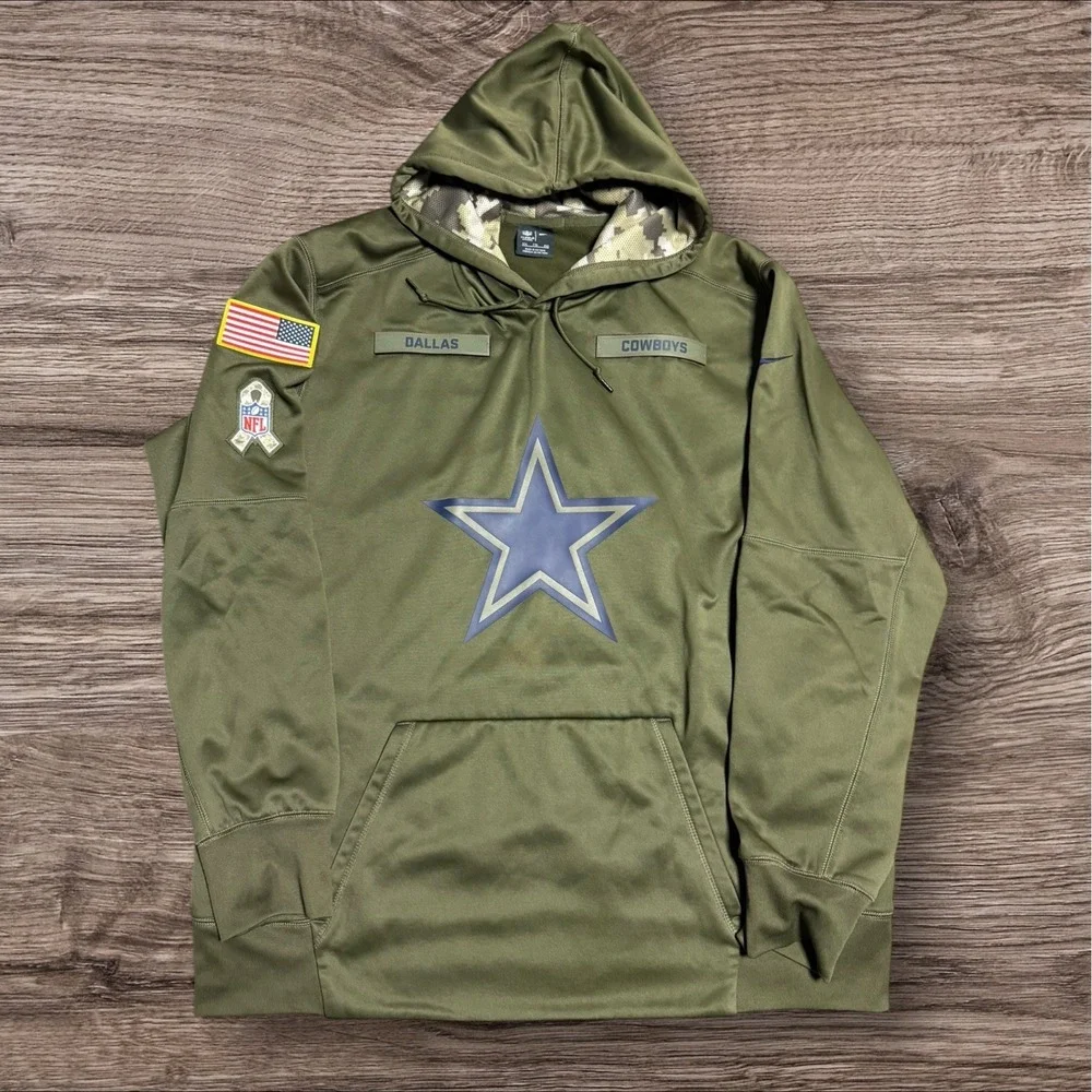 Dallas Cowboys Hoodie Mens Size XXL Army Green‎ NFL Football Salute Service Nike