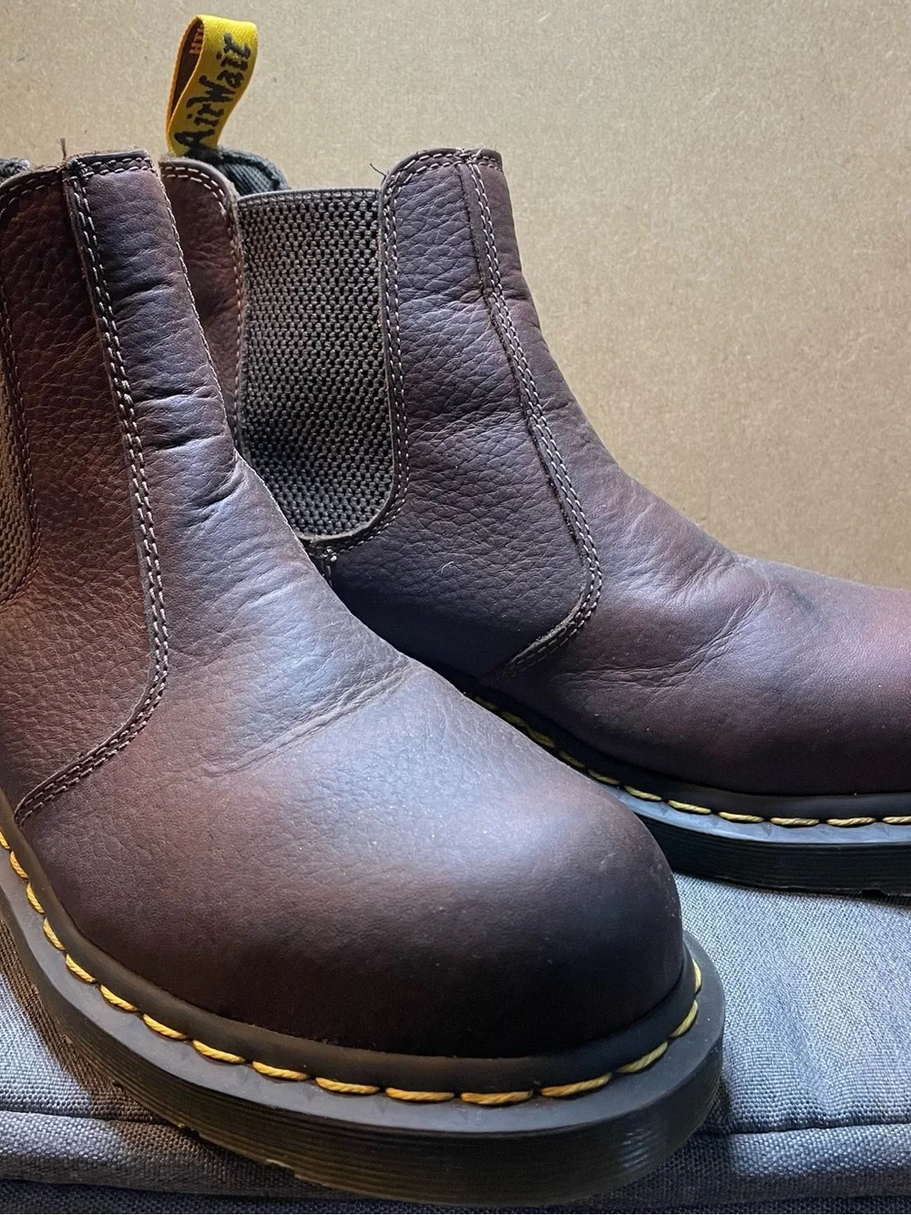 Dr. Martens Men’s Brown Leather Chukka Boots with Yellow Stitching