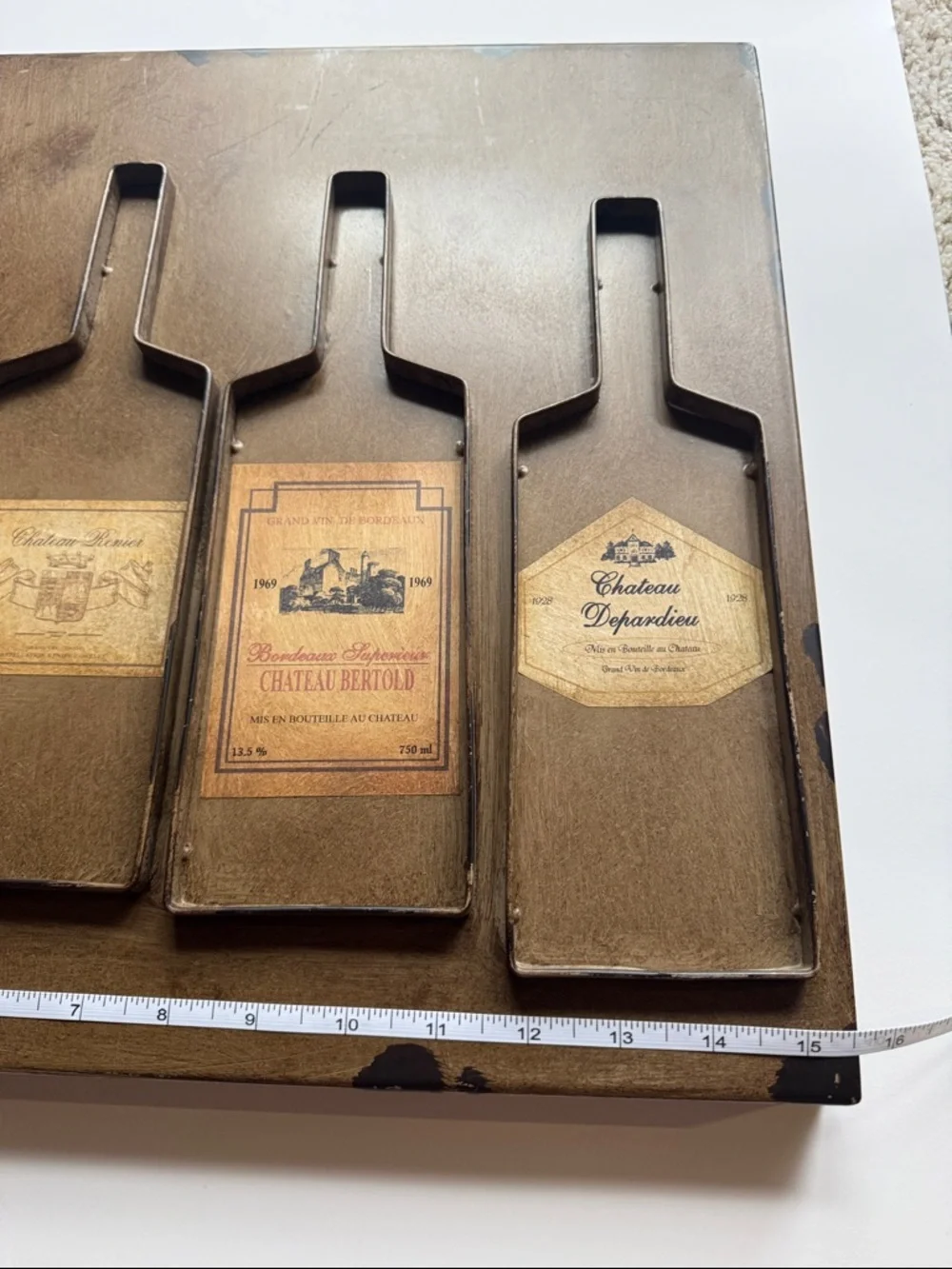 Metal 3d distressed wine bottle art sign