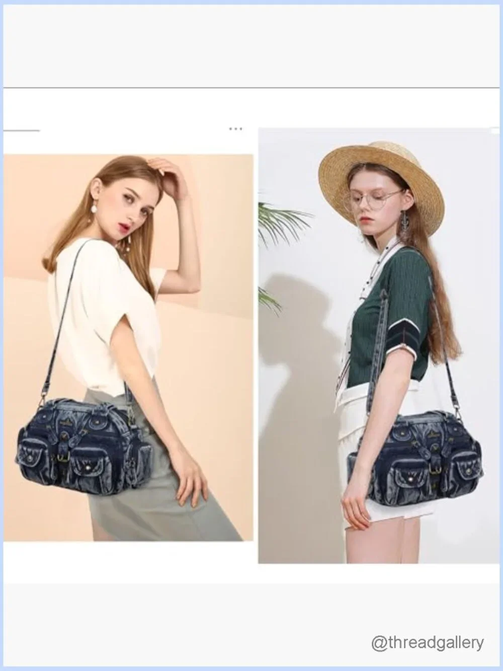Hobo Crossbody Shoulder Bag Multipocket Soft Purse Removable Strap