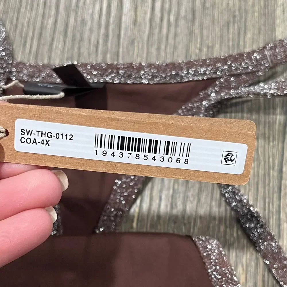 NWT Skims Track Glitter Swim String Thong Swimwear Bikini Sparkly Cocoa Size 4X