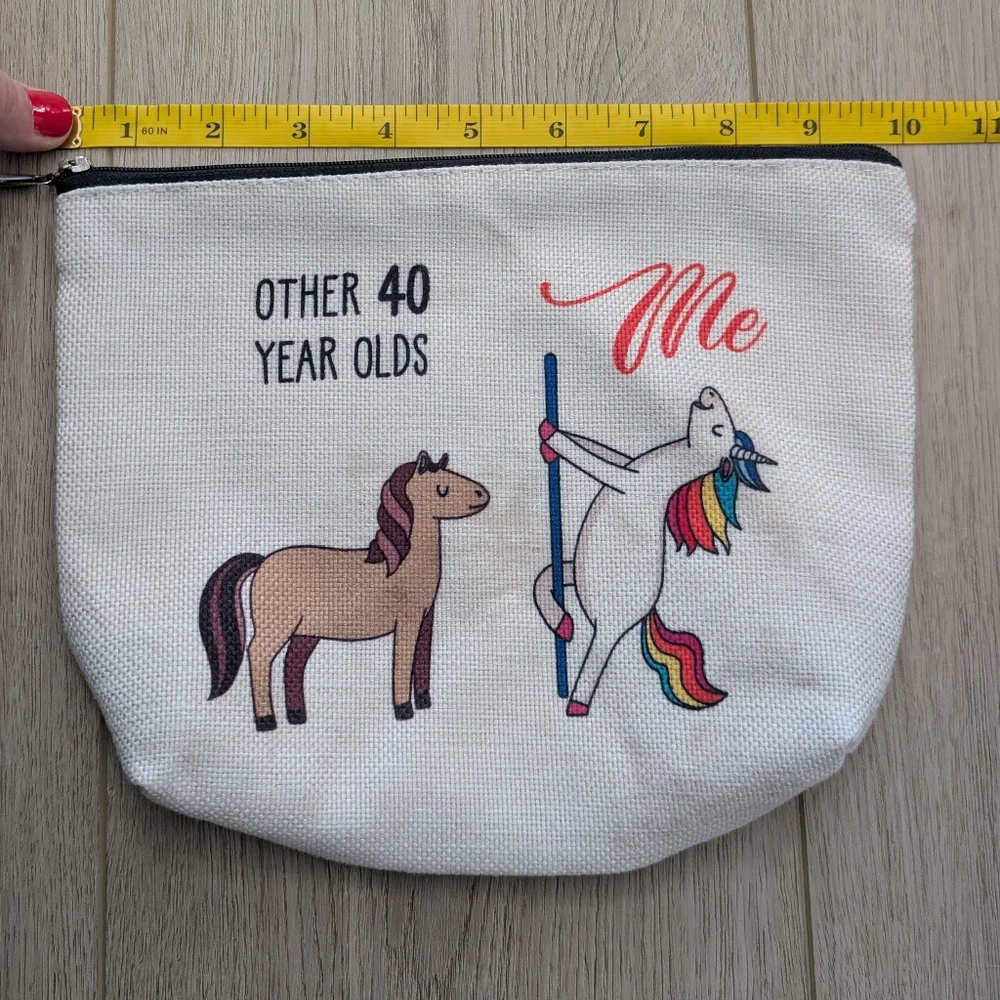 40th Birthday Gift. Fun Unicorn and Horse Pouch.